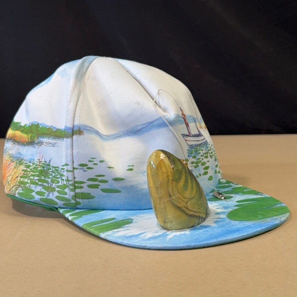 Salamander Bass Fisherman Cap Mens OSFA Blue Excellent Vintage 93 3D Fish Hat
